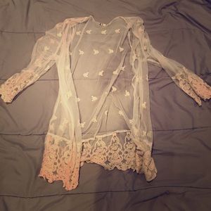 See-through lace kimono